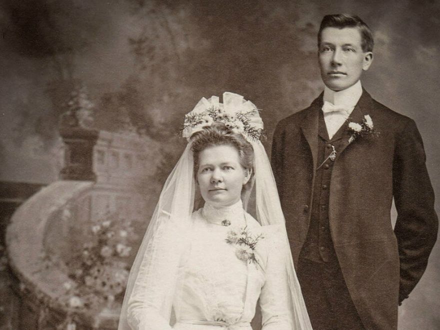 Vintage photo of bride and groom