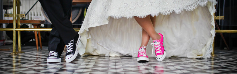Bride and Groom with Sneakers
